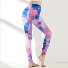 Lade das Bild in den Galerie-Viewer, Amazon European and American hot style high waist hip-lifting tight-fitting sports fitness running tie-dye jacquard bottoming yoga pants women&#39;s
