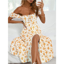 Lade das Bild in den Galerie-Viewer, 2022 Amazon spring new print French broken flower backless slim sling split dress women&#39;s spot
