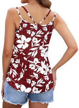 Lade das Bild in den Galerie-Viewer, WNEEDU Weiß Damen Tank Top Sommer Spaghetti Cami Oberteile Ärmellose Rundhalsausschnitt Shirt Blusen Tops Weiß L
