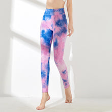 Lade das Bild in den Galerie-Viewer, Amazon European and American hot style high waist hip-lifting tight-fitting sports fitness running tie-dye jacquard bottoming yoga pants women&#39;s
